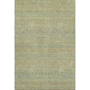 HomeRoots 9' X 12' Stylish Wheat Gold & Green Striped Washable Area Rug with UV Protection for Family Living 695515
