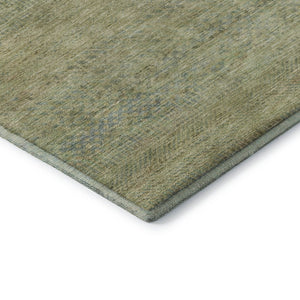 HomeRoots 9' X 12' Stylish Wheat Gold & Green Striped Washable Area Rug with UV Protection for Family Living 695515