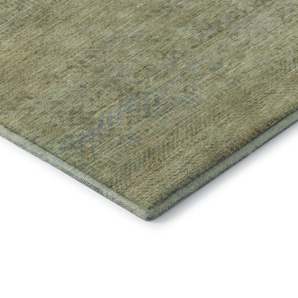 HomeRoots 9' X 12' Stylish Wheat Gold & Green Striped Washable Area Rug with UV Protection for Family Living 695515