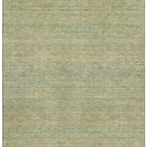HomeRoots 9' X 12' Stylish Wheat Gold & Green Striped Washable Area Rug with UV Protection for Family Living 695515