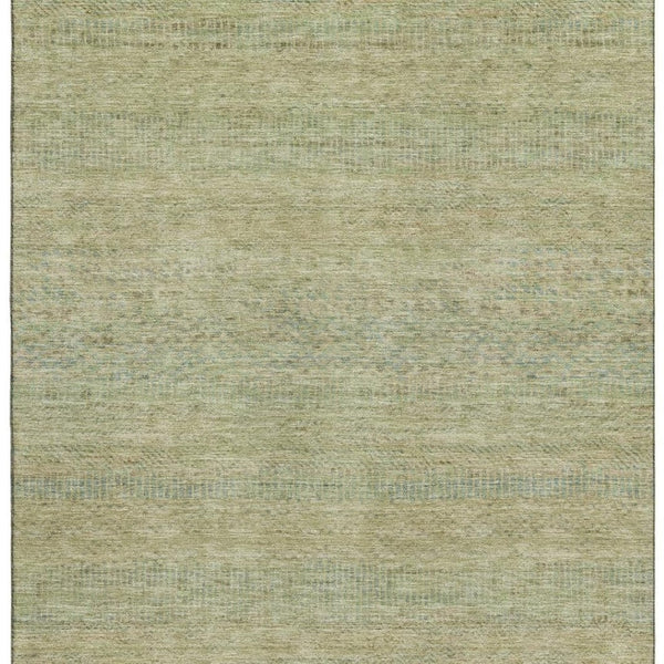 HomeRoots 9' X 12' Stylish Wheat Gold & Green Striped Washable Area Rug with UV Protection for Family Living 695515