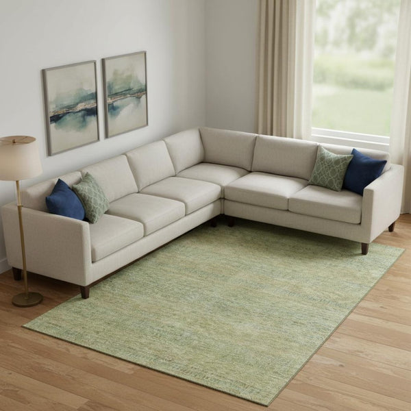 HomeRoots 10' Wheat Gold and Green Striped Washable Area Rug – Durable, UV-Protected, Family-Friendly Design! 695516