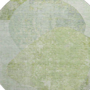 HomeRoots 8' Artichoke Green Abstract Washable Round Rug - UV Protected, Stain-Resistant & Non-Slip Design 695519