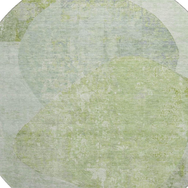 HomeRoots 8' Artichoke Green Abstract Washable Round Rug - UV Protected, Stain-Resistant & Non-Slip Design 695519