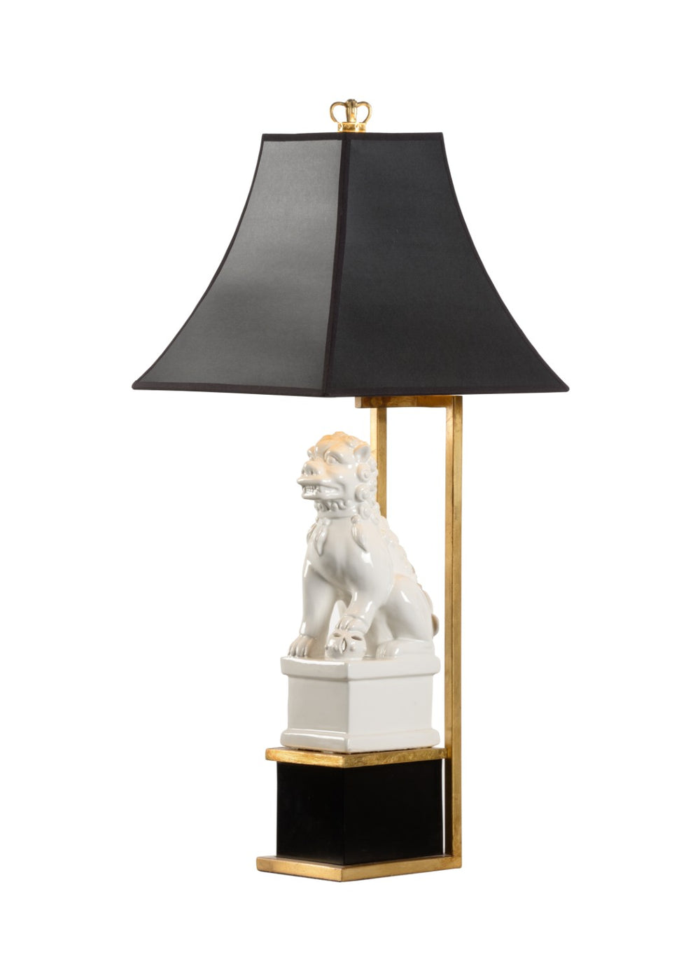 Chelsea House Chinese Dog Lamp By Jamie Merida — Sculptural Cream Ceramic Table Lamp With Antique Gold Leaf Accents And Bold Black Mount 69552