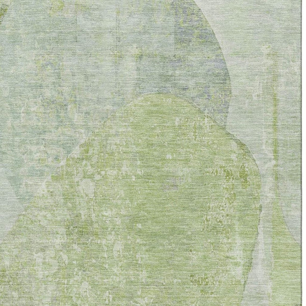 HomeRoots 8' X 10' Stylish Artichoke Green Abstract Washable Area Rug with UV Protection for Busy Homes 695520