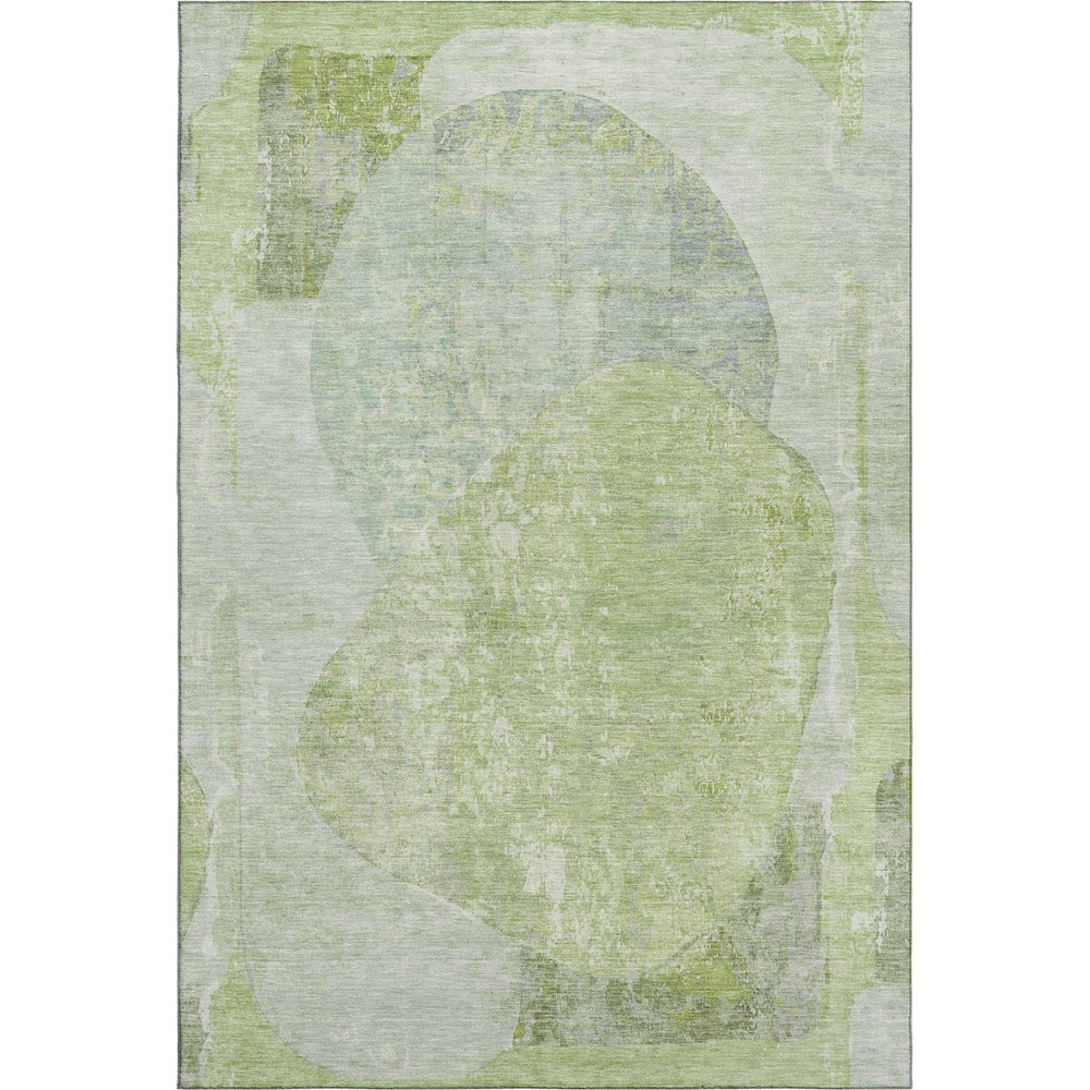 HomeRoots 9' X 12' Artichoke Green Abstract Area Rug - Washable, Durable, UV Protected, Perfect for High-Traffic Spaces 695521