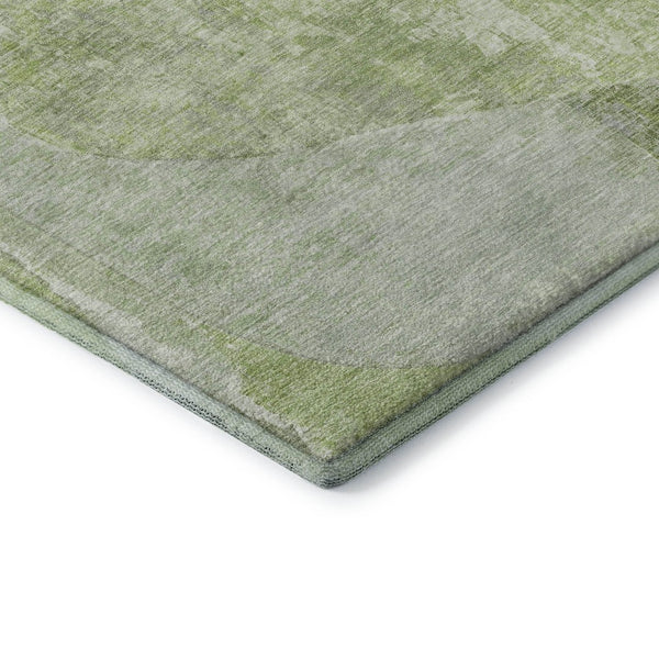 HomeRoots 9' X 12' Artichoke Green Abstract Area Rug - Washable, Durable, UV Protected, Perfect for High-Traffic Spaces 695521
