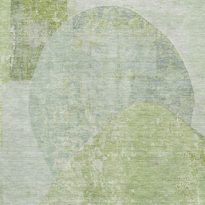HomeRoots 9' X 12' Artichoke Green Abstract Area Rug - Washable, Durable, UV Protected, Perfect for High-Traffic Spaces 695521