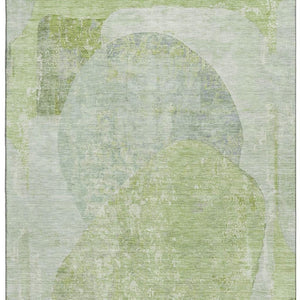 HomeRoots 9' X 12' Artichoke Green Abstract Area Rug - Washable, Durable, UV Protected, Perfect for High-Traffic Spaces 695521