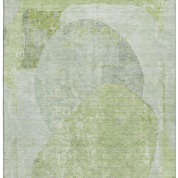 HomeRoots 9' X 12' Artichoke Green Abstract Area Rug - Washable, Durable, UV Protected, Perfect for High-Traffic Spaces 695521