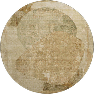 HomeRoots 8' Washable Round Rug in Brown and Beige - Modern Abstract Design with UV Protection & Stain Resistance 695525