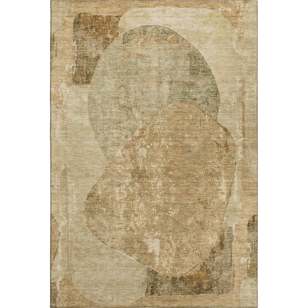 HomeRoots 9' X 12' Stylish Brown and Beige Abstract Washable Area Rug with UV Protection for High Traffic Areas 695527