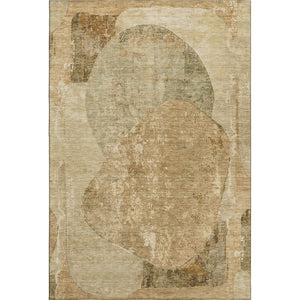 HomeRoots 10' X 14' Brown and Beige Abstract Washable Area Rug – Durable, UV-Protected & Easy to Clean Design 695528