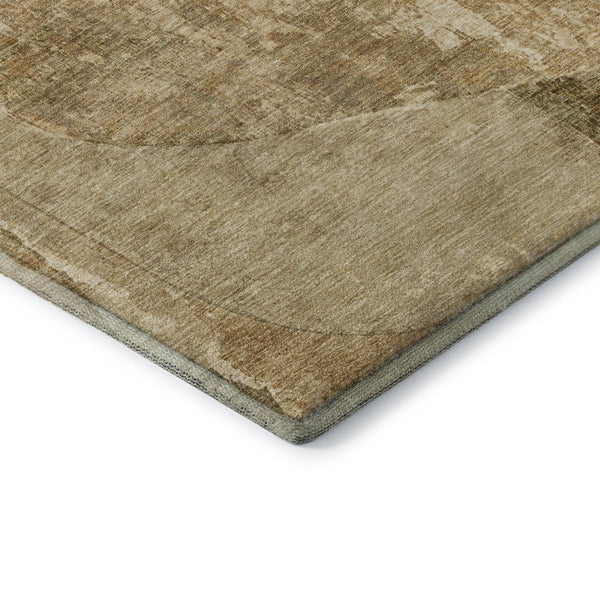 HomeRoots 10' X 14' Brown and Beige Abstract Washable Area Rug – Durable, UV-Protected & Easy to Clean Design 695528