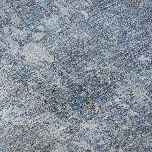 HomeRoots 8' Stylish Blue Gray Abstract Round Rug - Washable, Durable, UV Protected for High-Traffic Areas! 695531