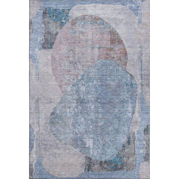 HomeRoots 8' X 10' Chic Blue-Gray Abstract Area Rug - Washable, UV Protected, Durable for High-Traffic Spaces 695532