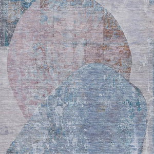 HomeRoots 8' X 10' Chic Blue-Gray Abstract Area Rug - Washable, UV Protected, Durable for High-Traffic Spaces 695532