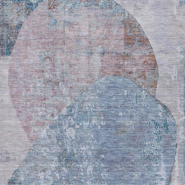 HomeRoots 8' X 10' Chic Blue-Gray Abstract Area Rug - Washable, UV Protected, Durable for High-Traffic Spaces 695532