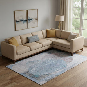 HomeRoots 9' X 12' Blue Gray Charcoal Abstract Washable Area Rug - Durable, UV Protected, Easy-Care Design 695533