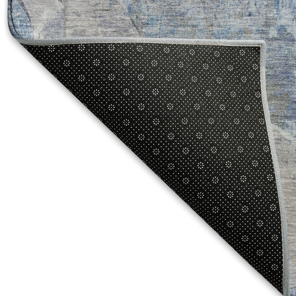 HomeRoots 9' X 12' Blue Gray Charcoal Abstract Washable Area Rug - Durable, UV Protected, Easy-Care Design 695533