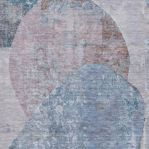 HomeRoots 9' X 12' Blue Gray Charcoal Abstract Washable Area Rug - Durable, UV Protected, Easy-Care Design 695533