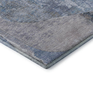 HomeRoots 10' Blue Gray Charcoal Abstract Washable Area Rug - UV Protected, Stain-Resistant, Non-Slip Backing 695534