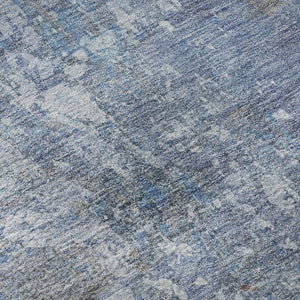 HomeRoots 10' Blue Gray Charcoal Abstract Washable Area Rug - UV Protected, Stain-Resistant, Non-Slip Backing 695534