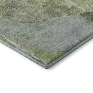 HomeRoots 8' Contemporary Green, Purple & Silver Abstract Round Rug - Washable, UV-Protected, Durable Design! 695537