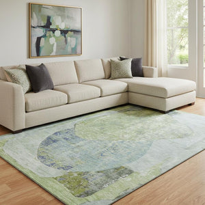 HomeRoots 8' X 10' Modern Green Purple Silver Abstract Area Rug - Washable, UV Protected & Stain Resistant! 695538
