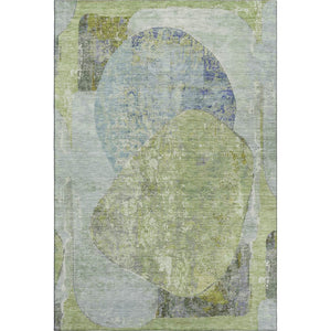 HomeRoots 9' X 12' Stylish Green, Purple & Silver Abstract Washable Area Rug with UV Protection & Durability 695539