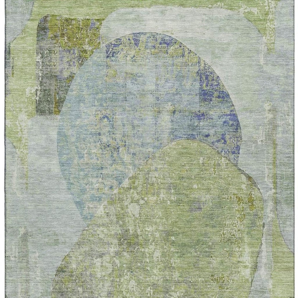 HomeRoots 9' X 12' Stylish Green, Purple & Silver Abstract Washable Area Rug with UV Protection & Durability 695539
