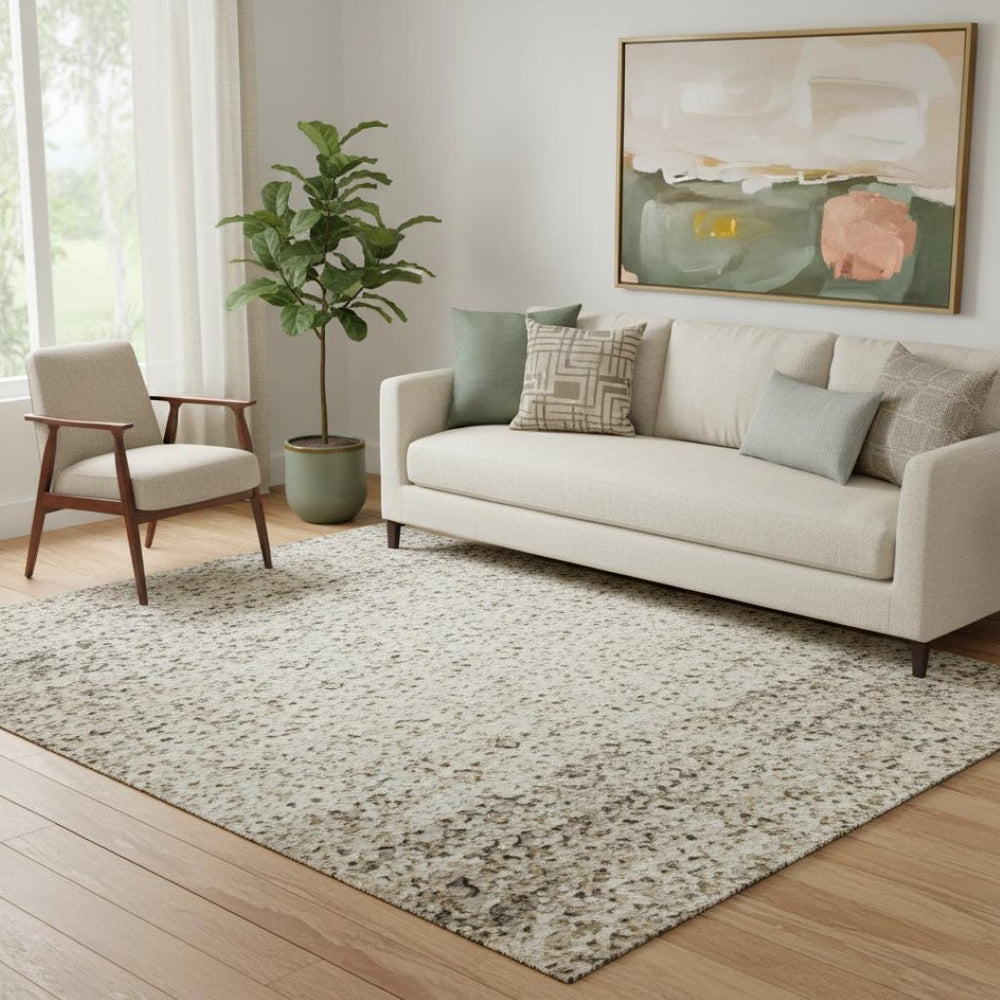 HomeRoots 5' X 8' Gray Rust and Beige Abstract Washable Area Rug with UV Protection for High-Traffic Spaces 695542