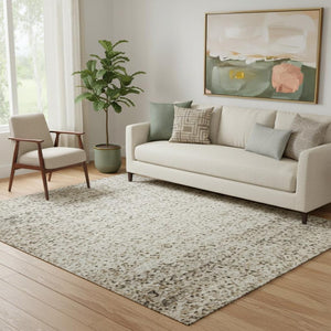HomeRoots 5' X 8' Gray Rust and Beige Abstract Washable Area Rug with UV Protection for High-Traffic Spaces 695542