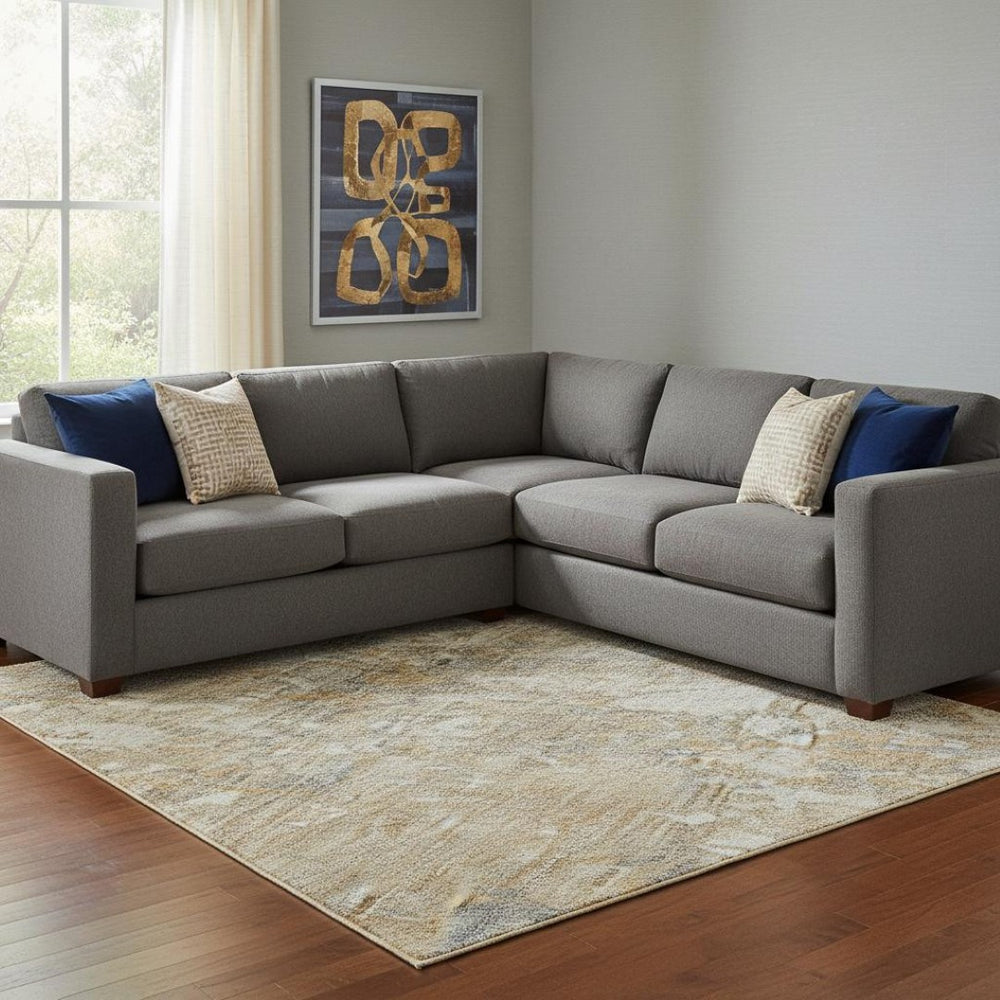 HomeRoots 8' X 10' Gray, Rust & Beige Abstract Washable Area Rug with UV Protection for Modern Homes 695544