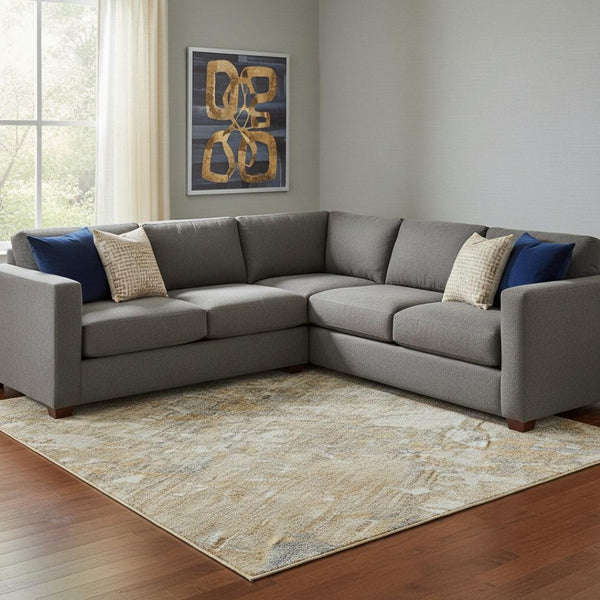 HomeRoots 8' X 10' Gray, Rust & Beige Abstract Washable Area Rug with UV Protection for Modern Homes 695544