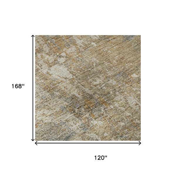 HomeRoots 10' X 14' Gray Abstract Washable Area Rug – UV Protected, Stain Resistant, Non-Slip for Modern Homes 695546