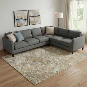 HomeRoots 10' X 14' Gray Abstract Washable Area Rug – UV Protected, Stain Resistant, Non-Slip for Modern Homes 695546