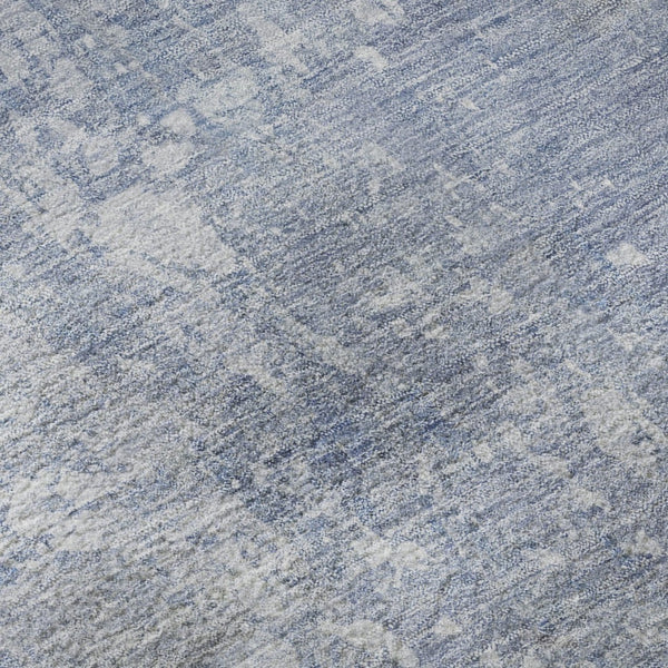 HomeRoots 8' Sky Blue Gray and Silver Abstract Round Rug - Washable, UV Protected, Stain Resistant Design! 695549