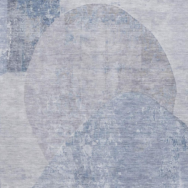 HomeRoots 8' X 10' Sky Blue Gray Silver Abstract Area Rug – Washable, Stain Resistant, UV Protected for Style 695550