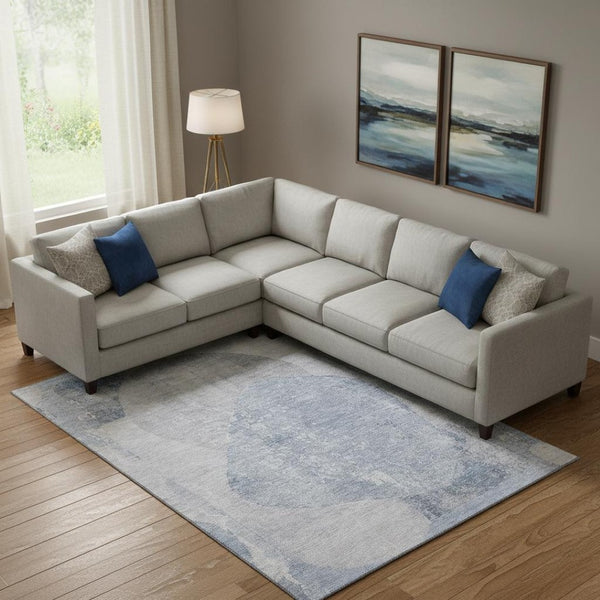 HomeRoots 9' X 12' Stylish Sky Blue Gray Silver Abstract Area Rug - UV Protected, Washable & Stain Resistant! 695551