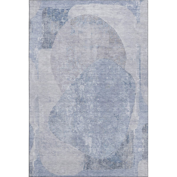 HomeRoots 9' X 12' Stylish Sky Blue Gray Silver Abstract Area Rug - UV Protected, Washable & Stain Resistant! 695551