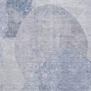 HomeRoots 9' X 12' Stylish Sky Blue Gray Silver Abstract Area Rug - UV Protected, Washable & Stain Resistant! 695551