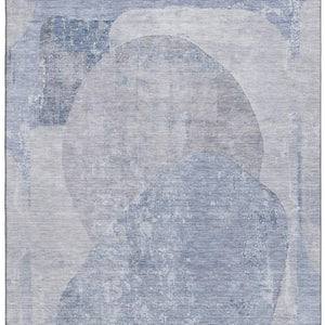 HomeRoots 9' X 12' Stylish Sky Blue Gray Silver Abstract Area Rug - UV Protected, Washable & Stain Resistant! 695551