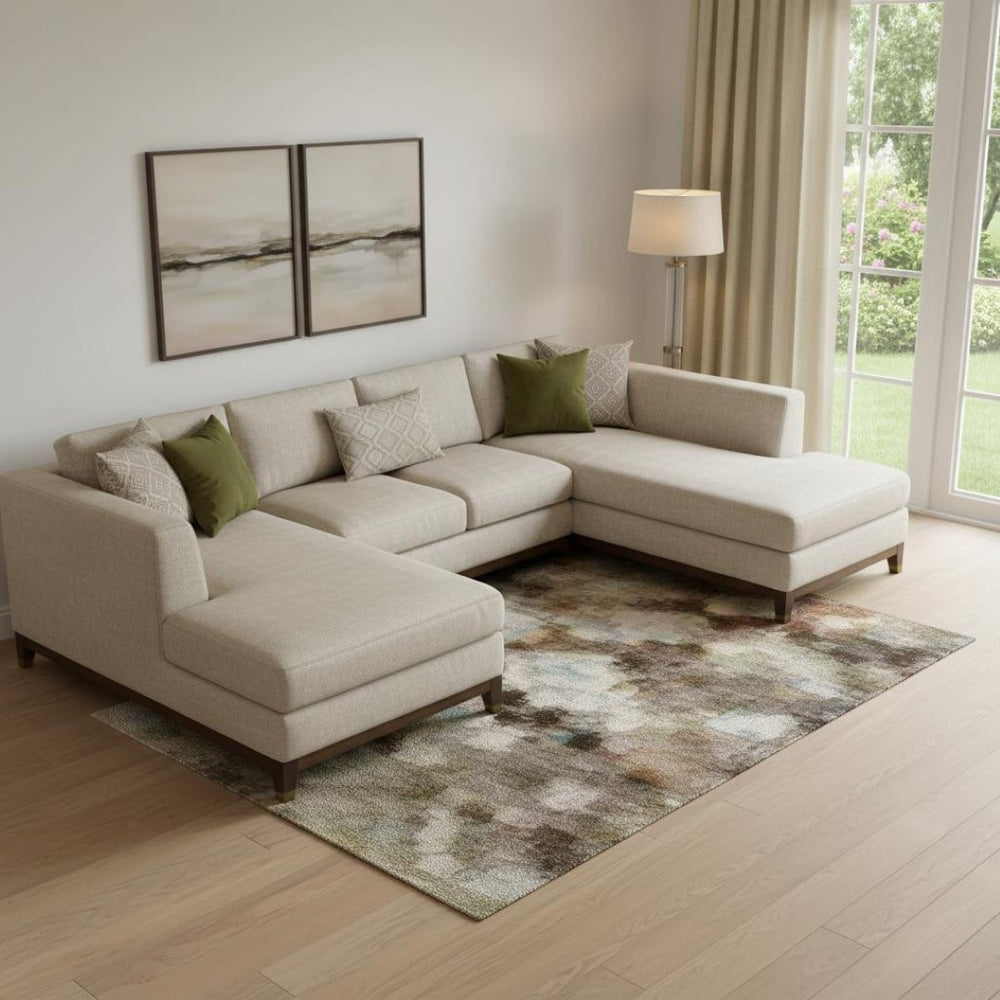 HomeRoots 9' X 12' Stylish Teal, Copper & Gray Abstract Washable Area Rug - UV Protected & Stain Resistant! 695557