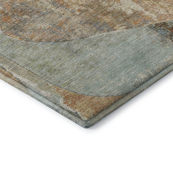 HomeRoots 9' X 12' Stylish Teal, Copper & Gray Abstract Washable Area Rug - UV Protected & Stain Resistant! 695557