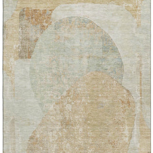 HomeRoots 5' X 8' Modern Abstract Taupe Beige & Rust Washable Area Rug with UV Protection for Homes 695560