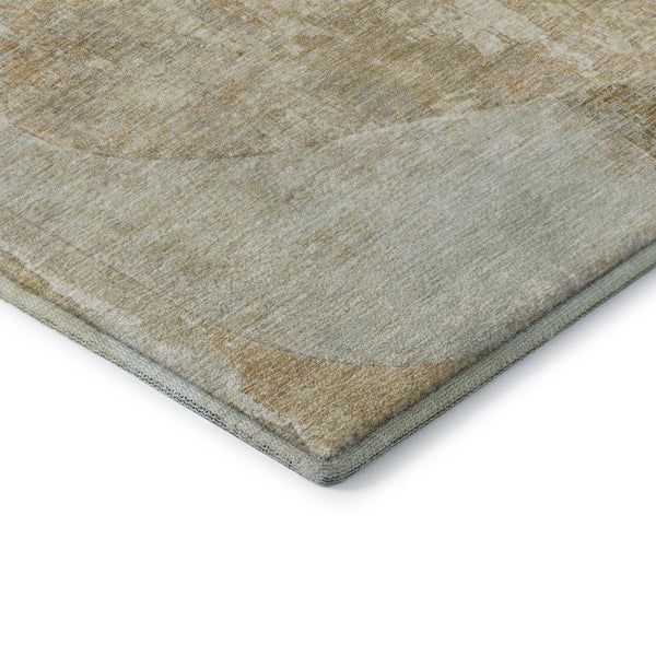 HomeRoots 8' X 10' Washable Area Rug in Taupe Beige & Rust - Durable, UV-Protected, Modern Abstract Design 695562