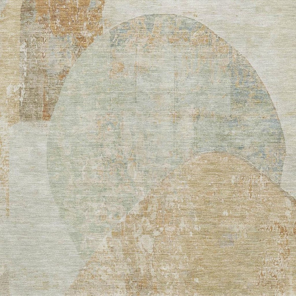 HomeRoots 8' X 10' Washable Area Rug in Taupe Beige & Rust - Durable, UV-Protected, Modern Abstract Design 695562