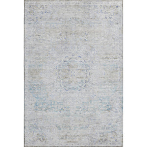 HomeRoots 5' X 8' Elegant Beige Blue Gray Floral Medallion Area Rug - Washable, UV Protected & Non-Slip! 695566
